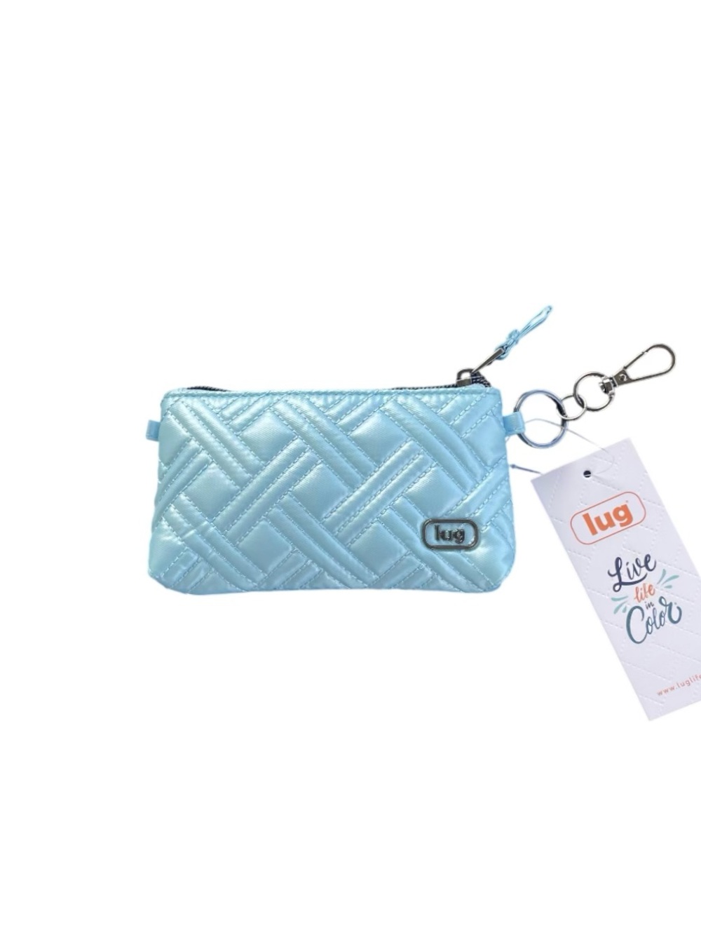 NWT Lug Metro XL ID Pouch in Metallic Bubble Blue - Retired Color